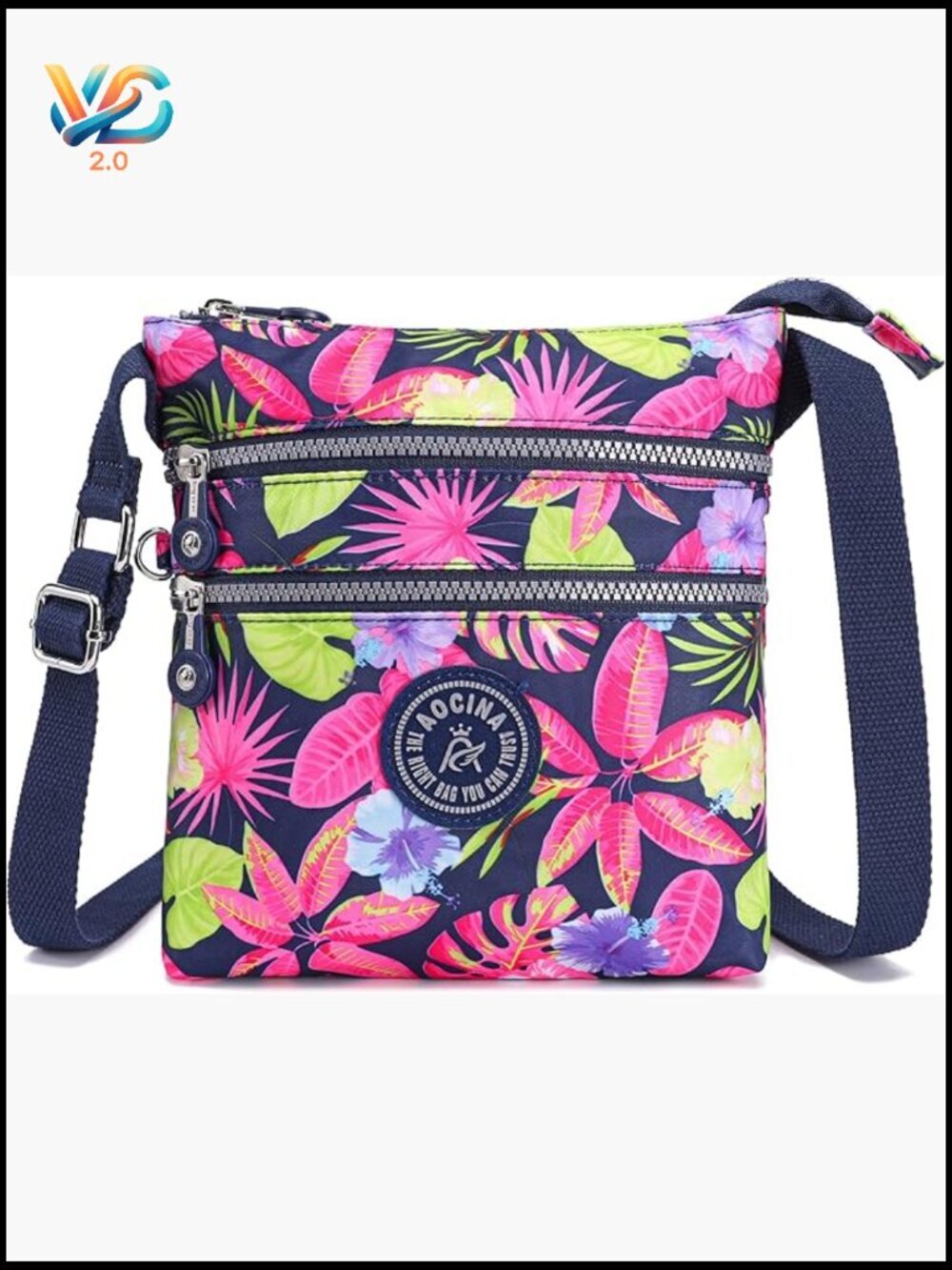 Nylon Crossbody Bag Multi Pocket Small Lightweight Travel Purse Shoulder Handbag